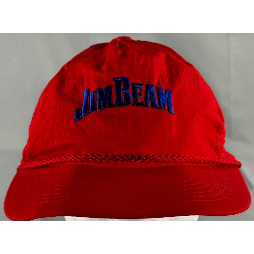Jim Beam 1990s‎ Red Rope Front Snapback Hat Vintage Embroidered Trucker Cap NWT